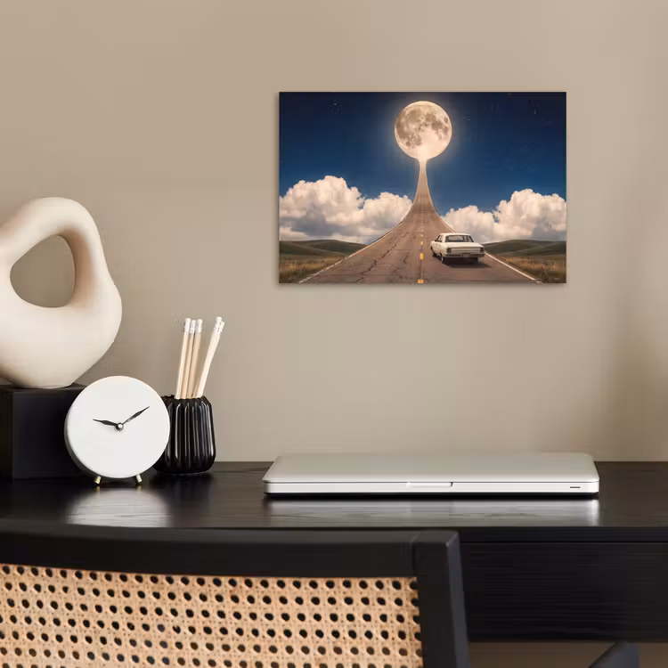 Poster - Road - Moon - Night - Weg - Maan - Nacht poster papier klein