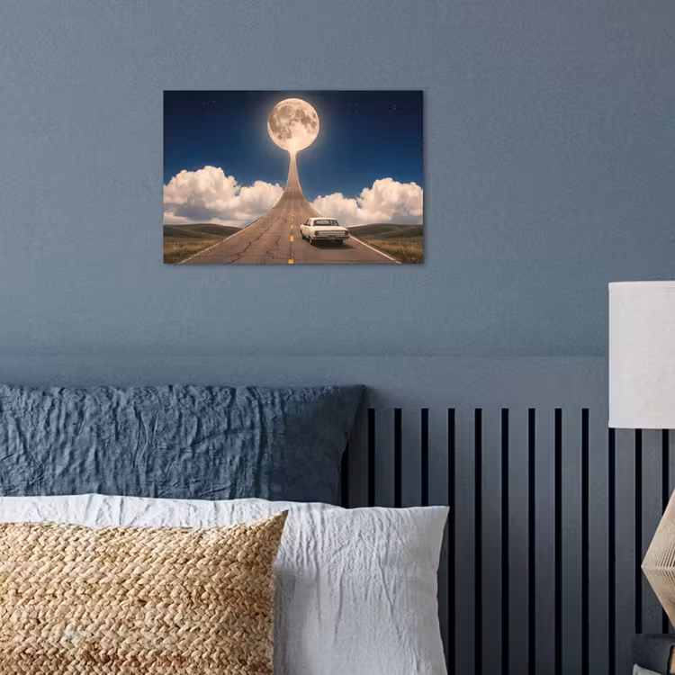 Poster - Road - Moon - Night - Weg - Maan - Nacht poster papier klein