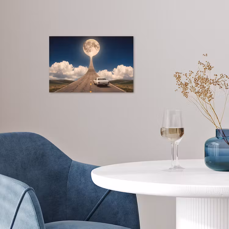 Poster - Road - Moon - Night - Weg - Maan - Nacht poster papier klein