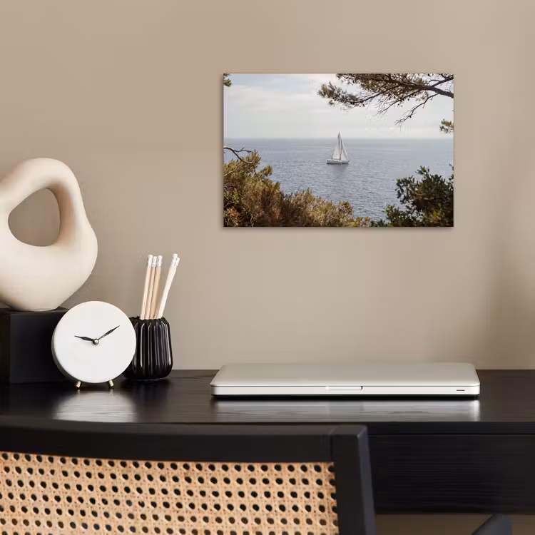 Poster - Sailboat - trees - water - Zeilboot - bomen - water poster papier klein