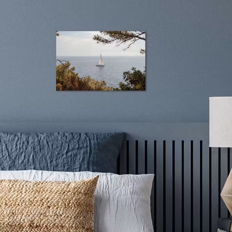 Poster - Sailboat - trees - water - Zeilboot - bomen - water poster papier klein