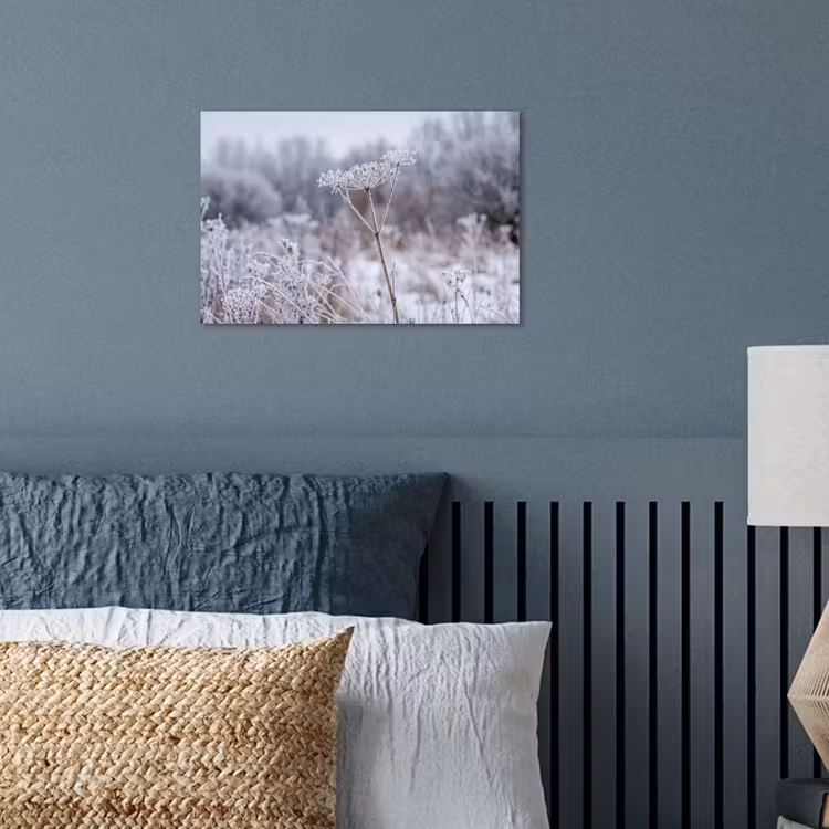 Schermbloem - Rijp - Kristallen - Winter - Delicaat poster papier klein -sfeer2