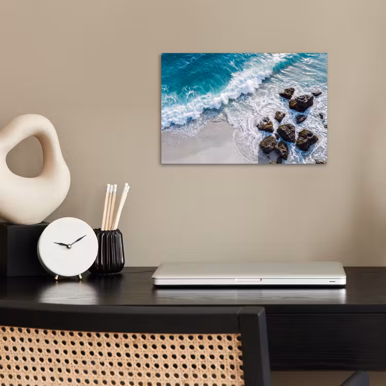 Zee - Golf - Strand - Natuur - Blauw poster papier klein -sfeer1