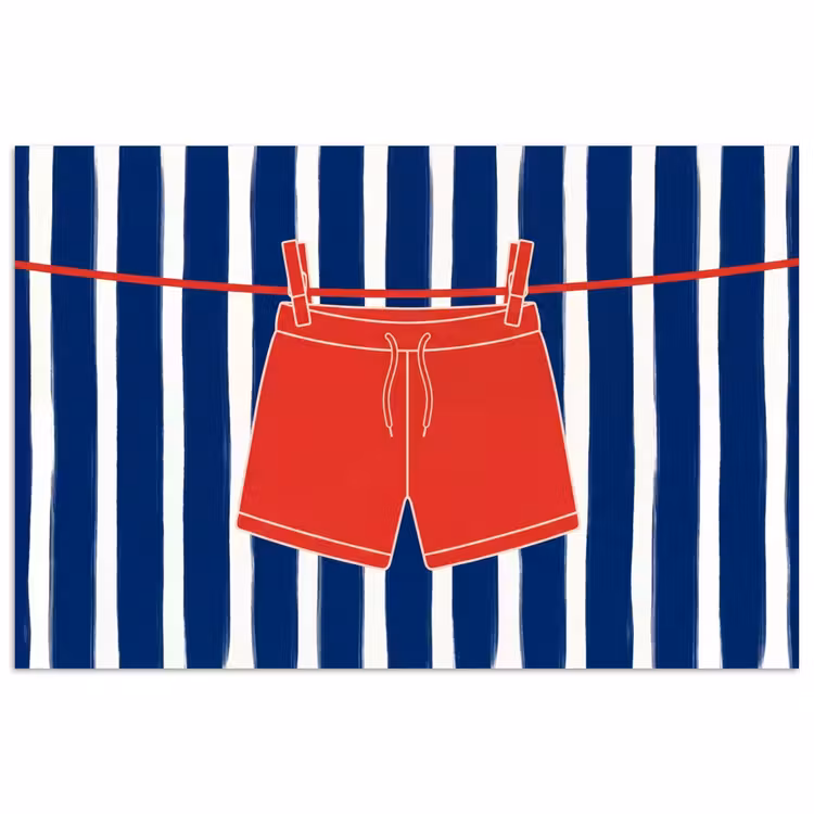 Shorts - Waslijn - Zomer - Illustratie - Rood poster papier klein -3d