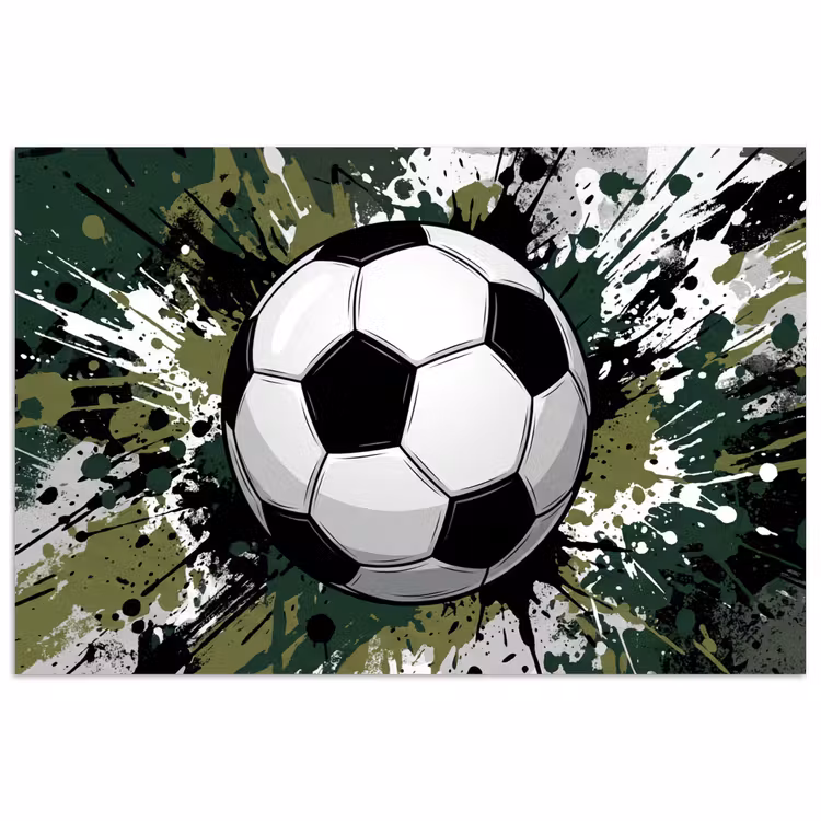Voetbal - Verf - Spetters - Groen poster papier klein -3d