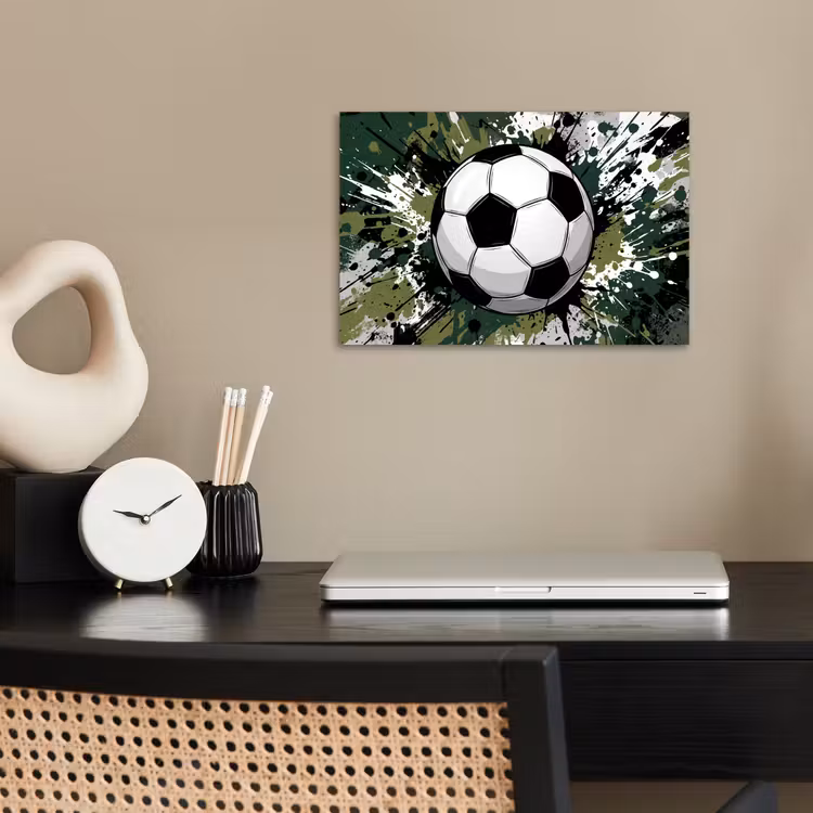 Voetbal - Verf - Spetters - Groen poster papier klein -sfeer1