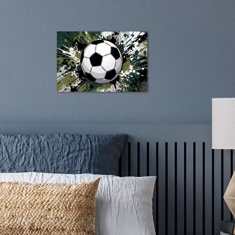 Voetbal - Verf - Spetters - Groen poster papier klein -sfeer2