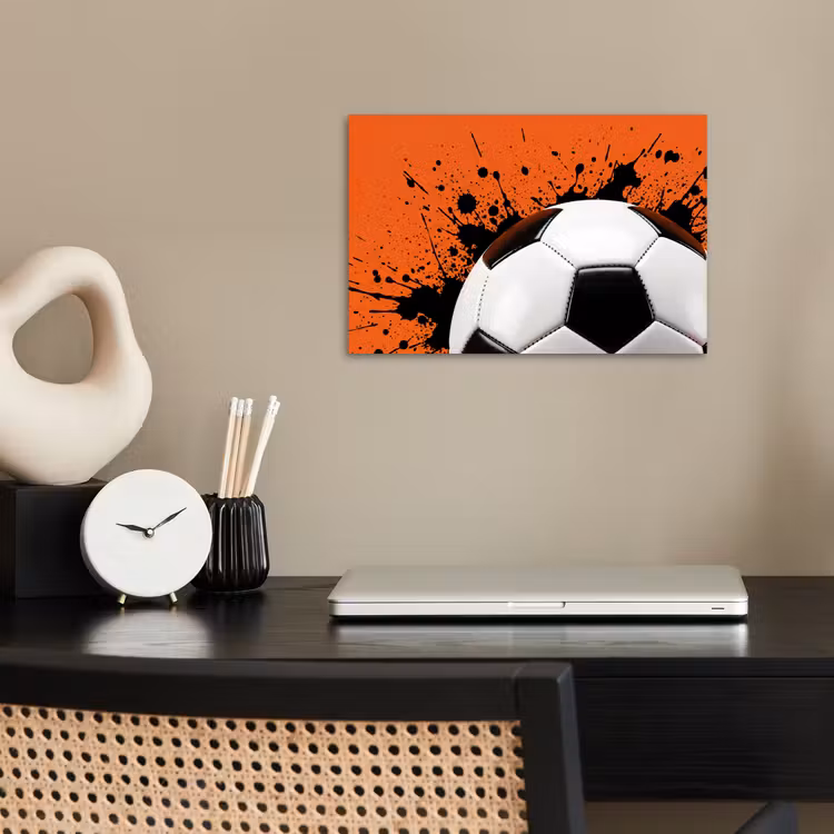 Voetbal - Verf - Sport - Oranje poster papier klein -sfeer1