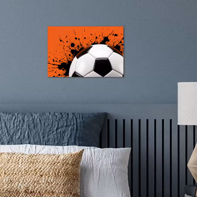 Voetbal - Verf - Sport - Oranje poster papier klein -sfeer2