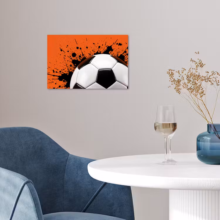 Voetbal - Verf - Sport - Oranje poster papier klein -sfeer3