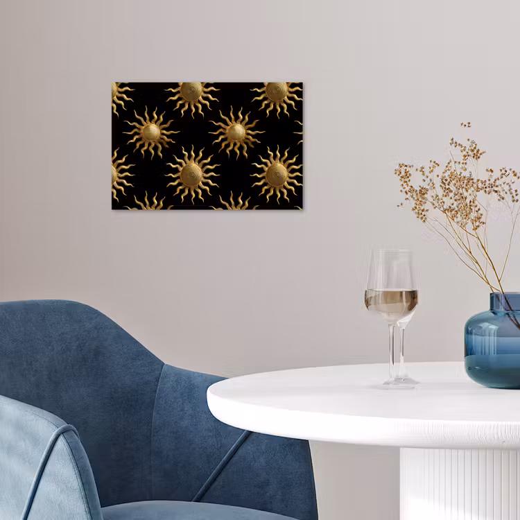 Zon - Patroon - Luxe - Goud - Zwart poster papier klein 62 -sfeer3