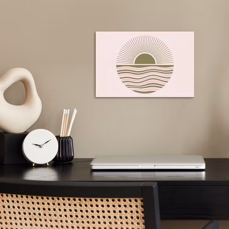 Zon - Zee - Abstract - Modern - Roze poster papier klein -sfeer1