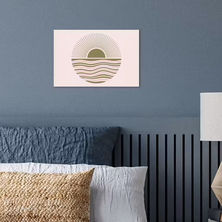 Zon - Zee - Abstract - Modern - Roze poster papier klein -sfeer2