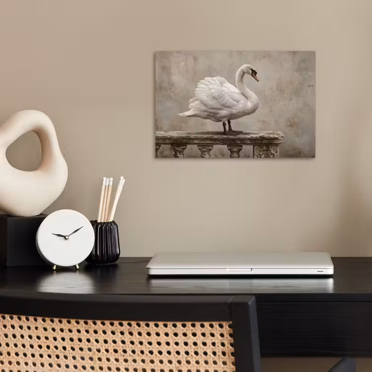Zwaan - Elegant - Dieren - Wit poster papier klein -sfeer1