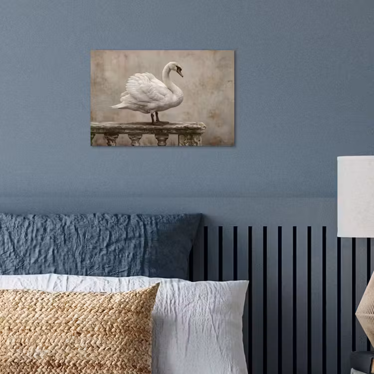 Zwaan - Elegant - Dieren - Wit poster papier klein -sfeer2