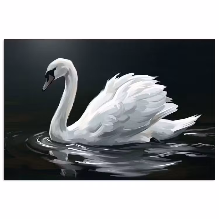 Zwaan - Water - Natuur - Realistisch - Wit poster papier klein -3d