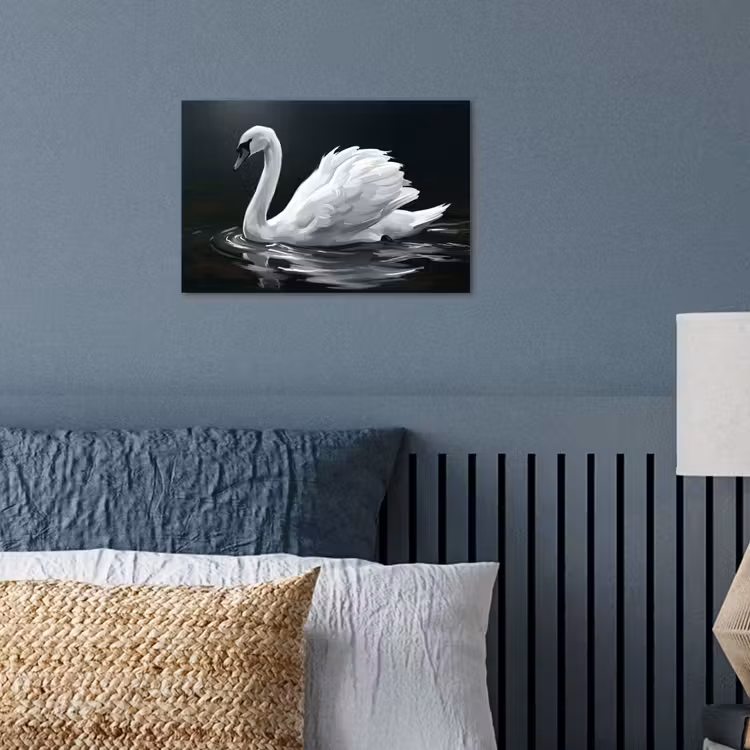 Zwaan - Water - Natuur - Realistisch - Wit poster papier klein -sfeer2