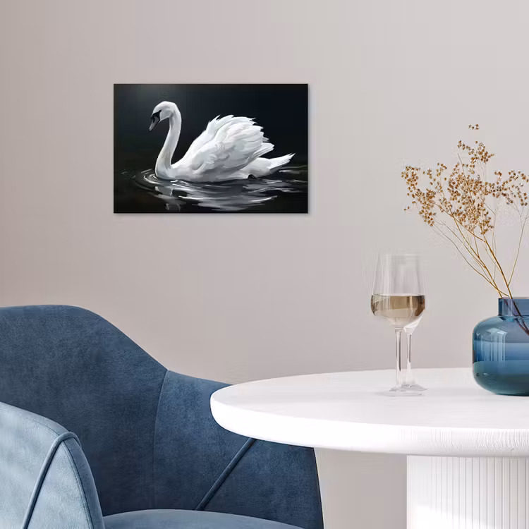 Zwaan - Water - Natuur - Realistisch - Wit poster papier klein -sfeer3