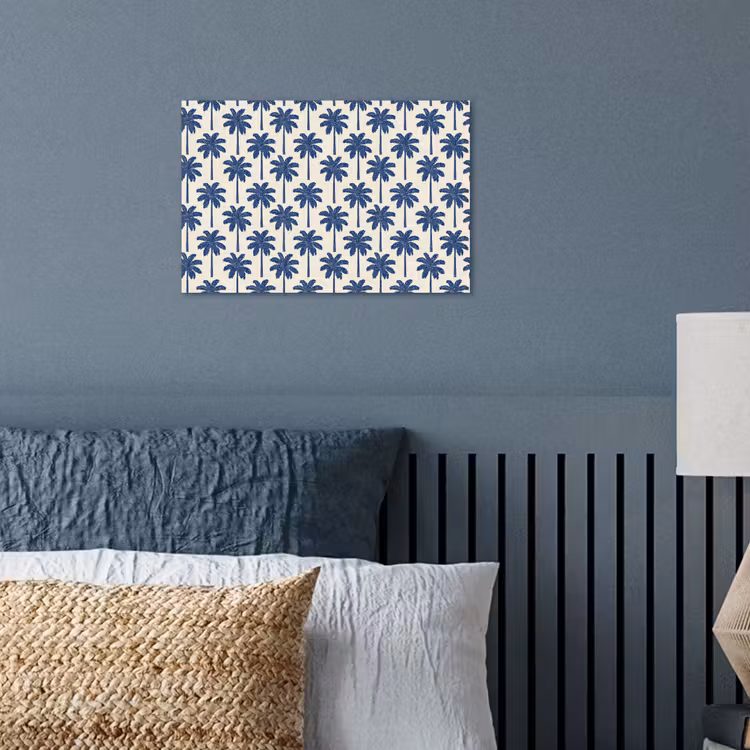 Symmetrisch - Palm - Blauw poster papier klein 62 -sfeer2