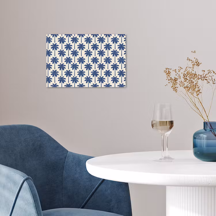 Symmetrisch - Palm - Blauw poster papier klein 62 -sfeer3