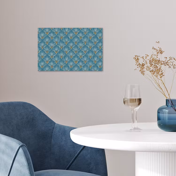 Symmetrisch - Patroon - Blauw poster papier klein 62 -sfeer3