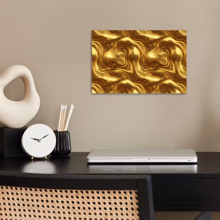 Textuur - Vloeibaar - Organisch - Goud poster papier klein 62 -sfeer1