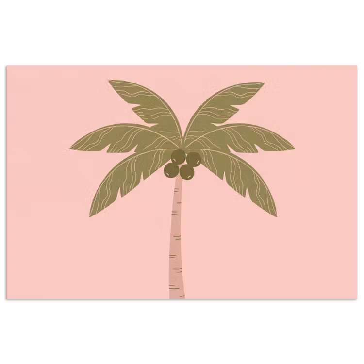 Boom - Palm - Natuur - Illustratie - Roze poster papier klein -3d