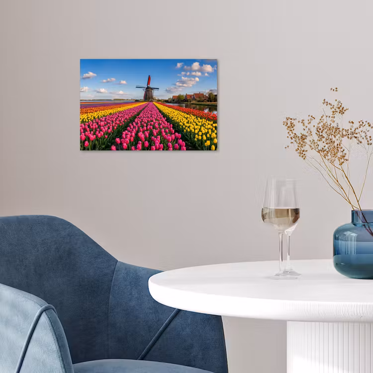Tulpen - Holland - Molen - Kleurrijk poster papier klein -sfeer3