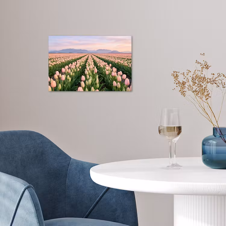 Tulpen - Landschap - Roze poster papier klein -sfeer3