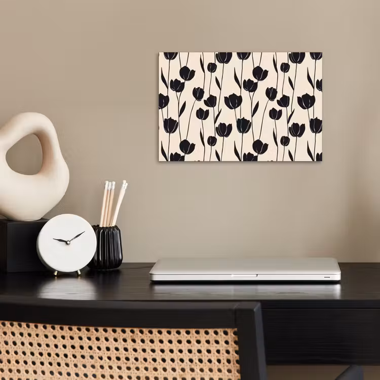 Tulpen - Patroon - Zwart poster papier klein 62 -sfeer1