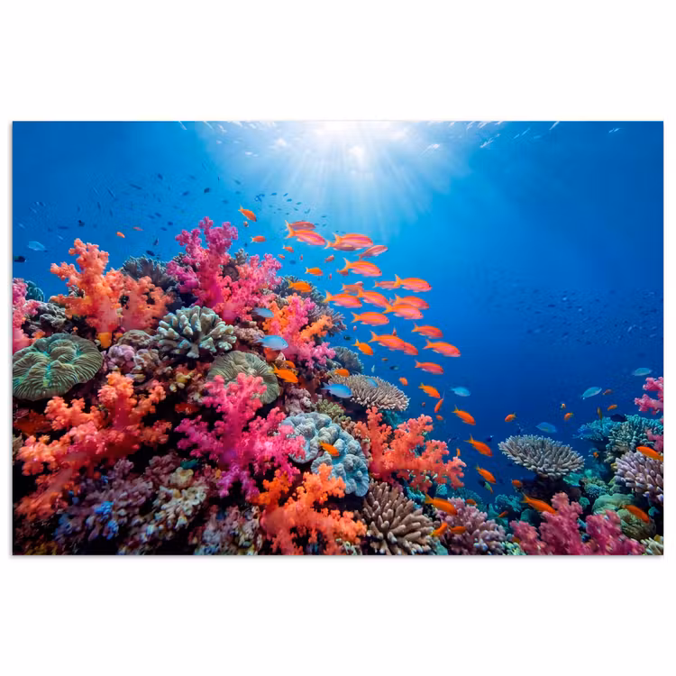 Onderwater - Koraalrif - Vissen - Oceaan - Natuur poster papier klein -3d