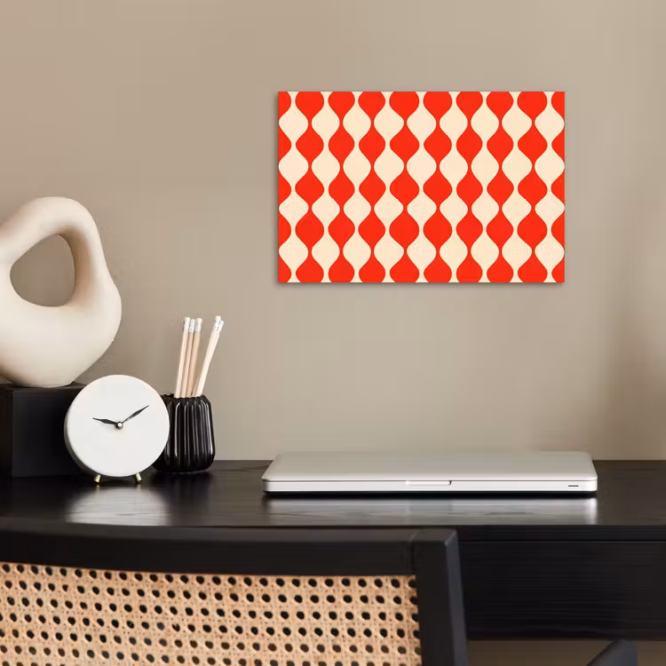 Golvend patroon - Retro - Rood - Beige poster papier klein 62 -sfeer1