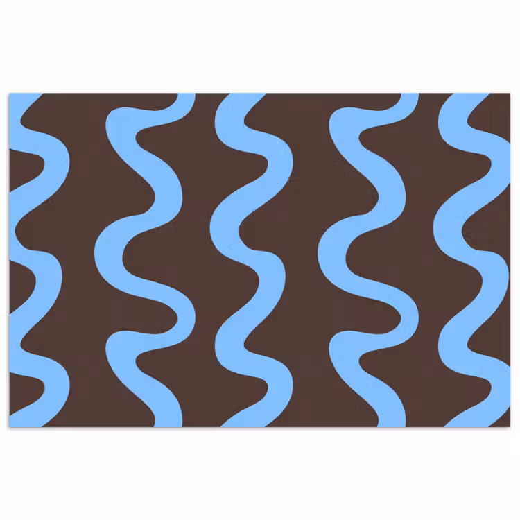 Kronkelende lijnen - Blauw - Bruin - Minimalistisch poster papier klein 62 -3d