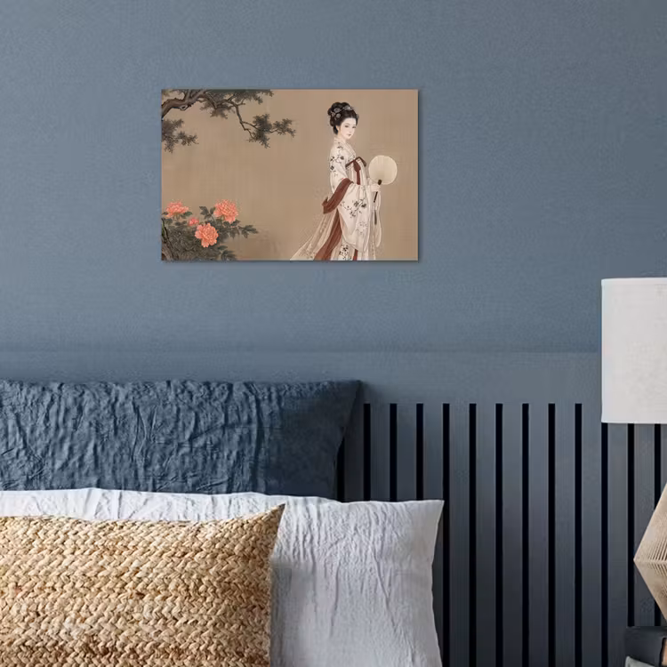 Vrouw - Azië - Kunst - Beige poster papier klein -sfeer2