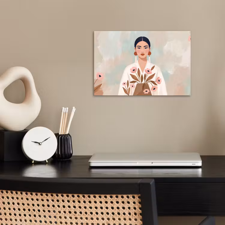 Vrouw - Kimono - Pastel poster papier klein -sfeer1