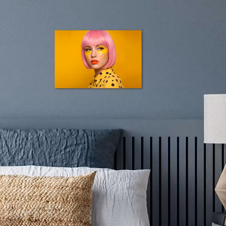 Vrouw - Portret - Abstract - Kleurrijk - Geel poster papier klein -sfeer2
