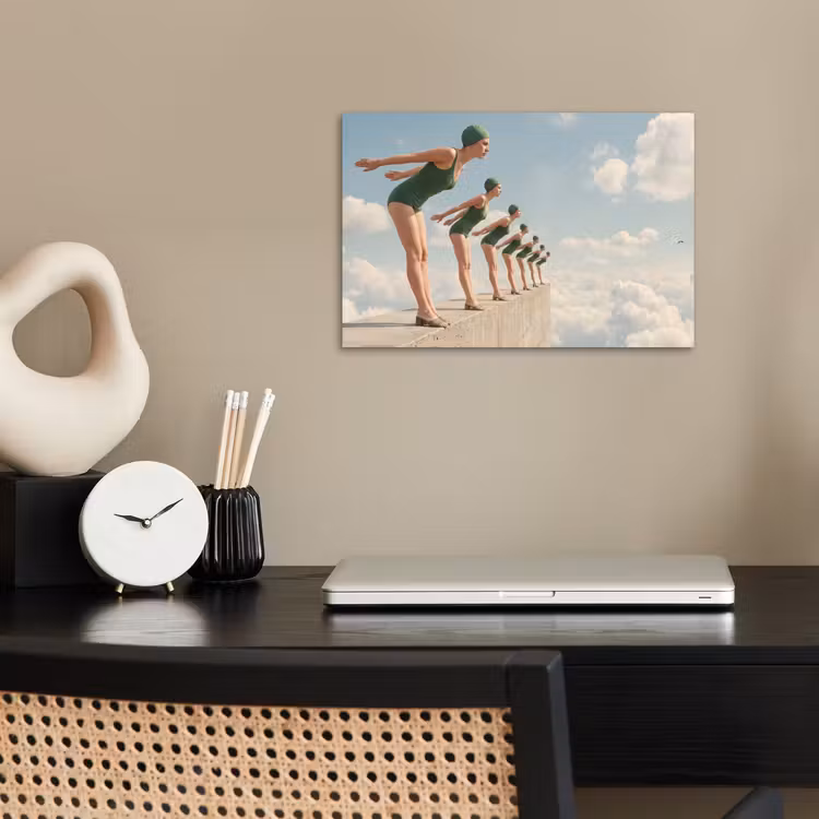 Poster - Women - Diving Pose - Clouds - Vrouwen - Duikhouding - Wolken poster papier klein