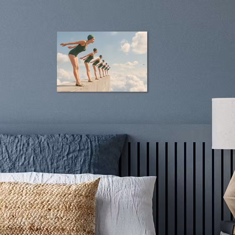 Poster - Women - Diving Pose - Clouds - Vrouwen - Duikhouding - Wolken poster papier klein