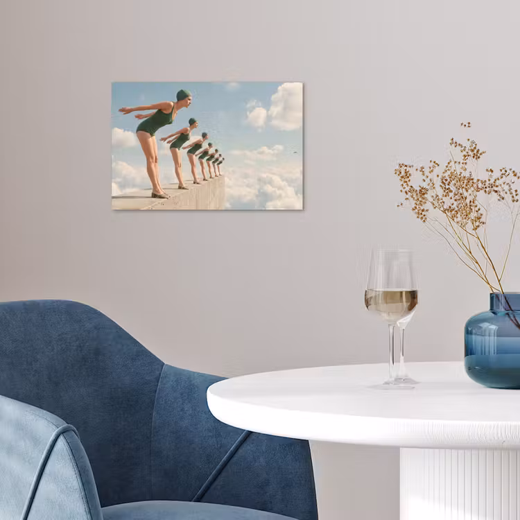Poster - Women - Diving Pose - Clouds - Vrouwen - Duikhouding - Wolken poster papier klein