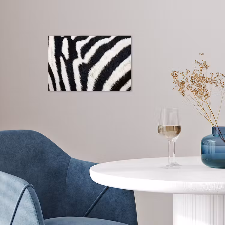 Zebra - Vacht - Klassiek - Zwart - Wit poster papier klein -sfeer3
