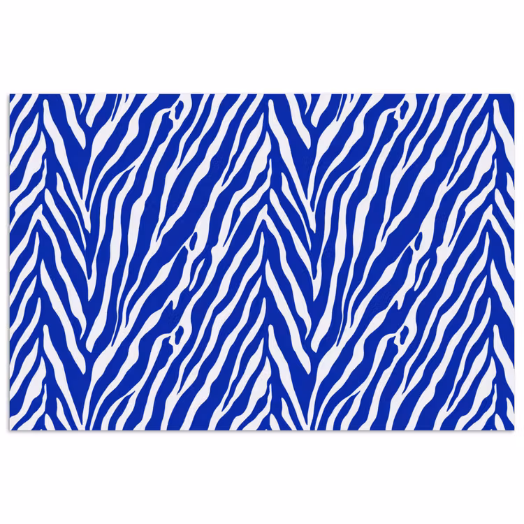 Zebra - Patroon - Kobalt - Blauw poster papier klein 62 -3d