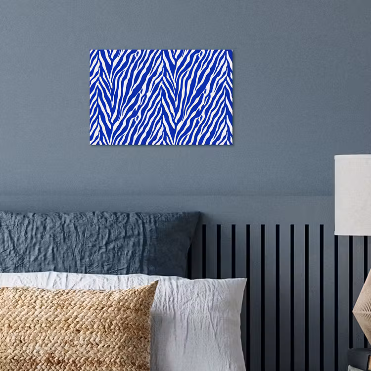 Zebra - Patroon - Kobalt - Blauw poster papier klein 62 -sfeer2