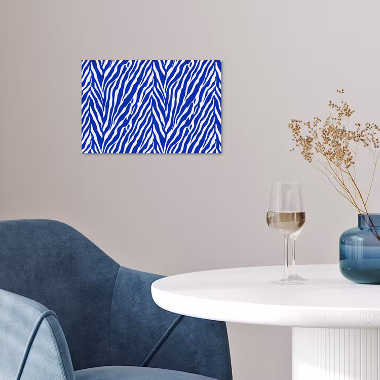 Zebra - Patroon - Kobalt - Blauw poster papier klein 62 -sfeer3