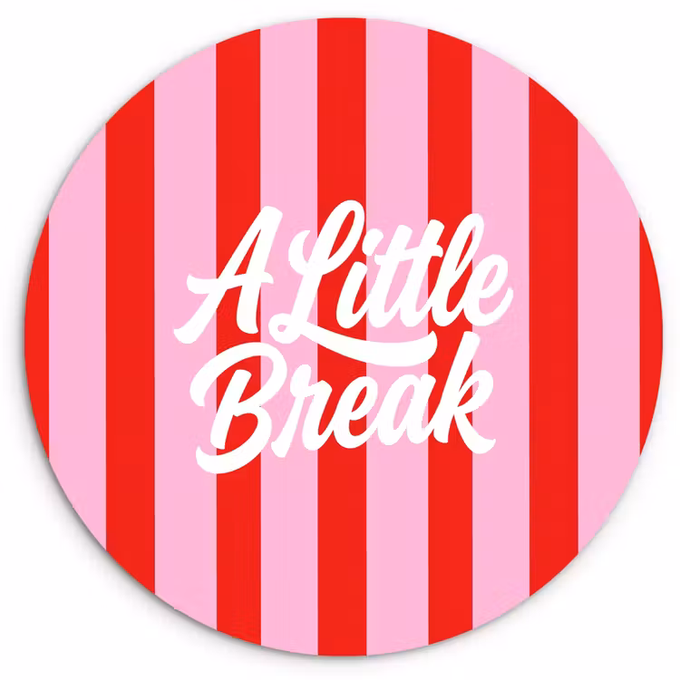 A Little Break - Strepen - Rood - Roze Wandcirkel kunststof plaat 5mm dik klein -3d