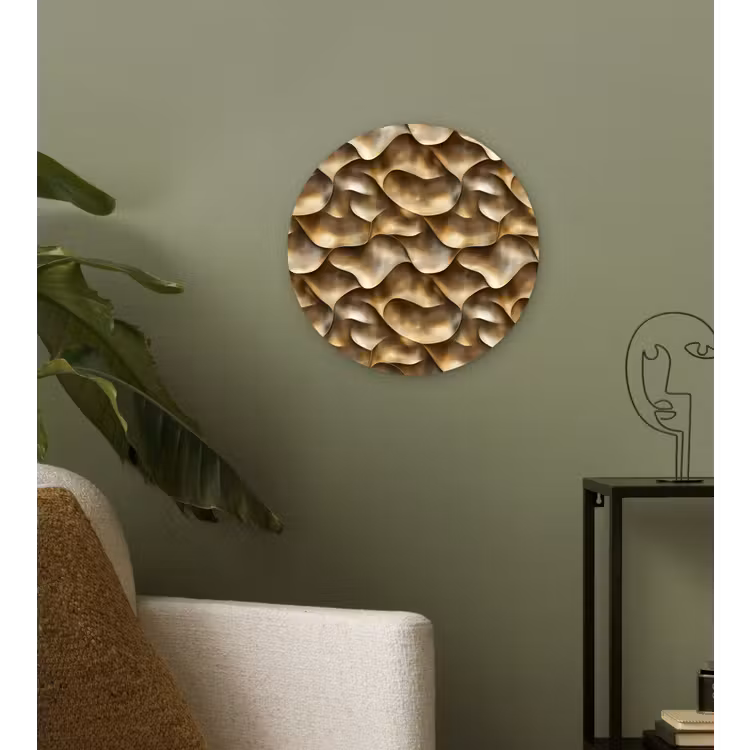 Abstract - Antiek - Goud Wandcirkel kunststof plaat 5mm dik klein 188 -sfeer3