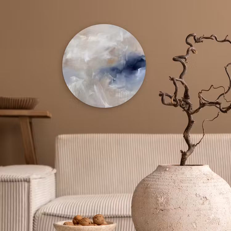 Abstract - Wolken - Sfeer - Modern - Beige Wandcirkel kunststof plaat 5mm dik klein -sfeer1