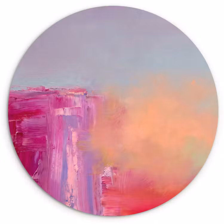 Abstract - Kleuren - Modern - Roze Wandcirkel kunststof plaat 5mm dik klein -3d