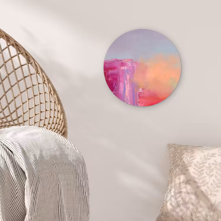 Abstract - Kleuren - Modern - Roze Wandcirkel kunststof plaat 5mm dik klein -sfeer5