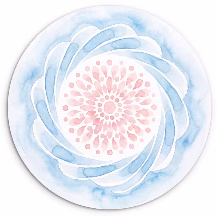 Abstract - Bloemvorm - Aquarel - Roze - Blauw Wandcirkel kunststof plaat 5mm dik klein -3d