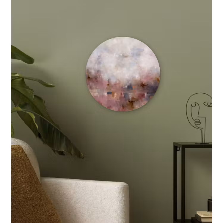 Abstract - Vloeiend - Kunst - Modern - Beige Wandcirkel kunststof plaat 5mm dik klein -sfeer3